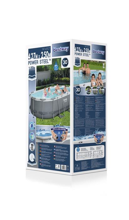 4.27X2.50M P/STEEL OVAL POOL SET