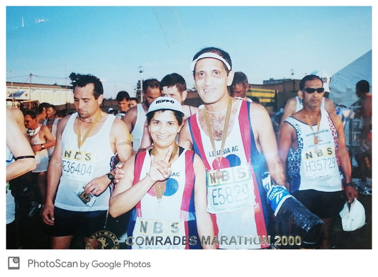 Finishing our Comrades run together - 2000