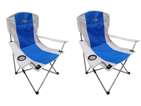 ORYX Deluxe Folding Armchair - BLUE - 120kg 2 Pack