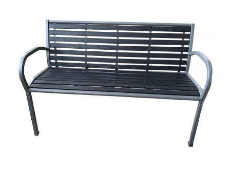 DELUXE BENCH P/WOOD GREY POLYWOOD GREY SLATS STEEL FRAME