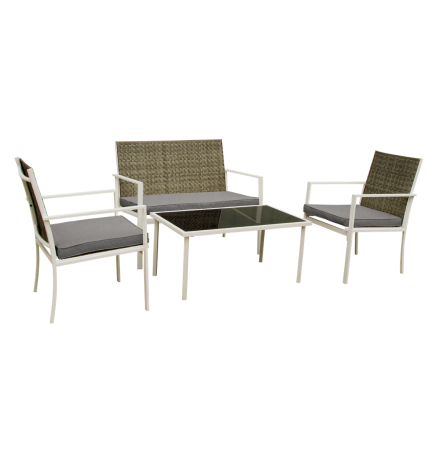 PALERMO RATTAN 4 PC PATIO SET WHITE