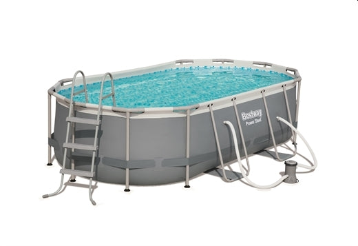 4.27X2.50M P/STEEL OVAL POOL SET