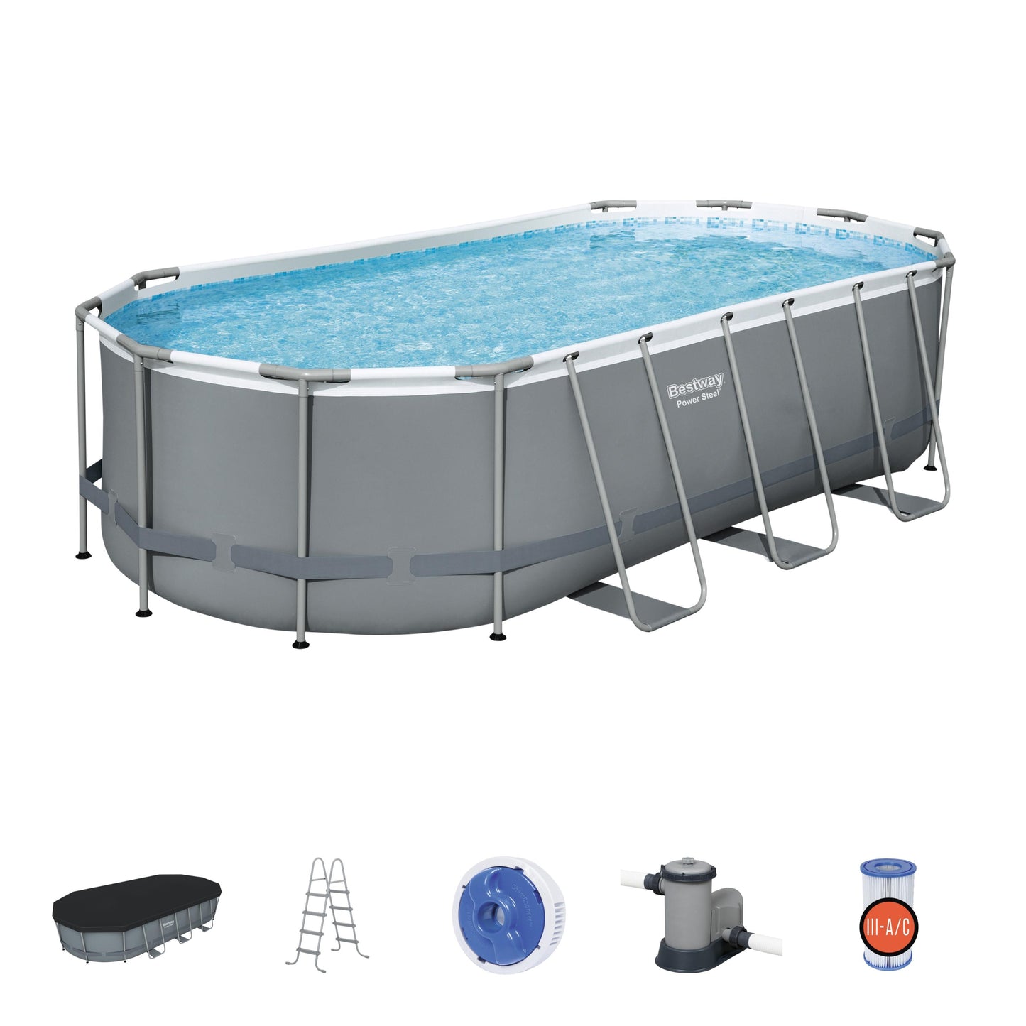 Power Steel Oval Pool Set 5.49 X 2.74 X 1.22M