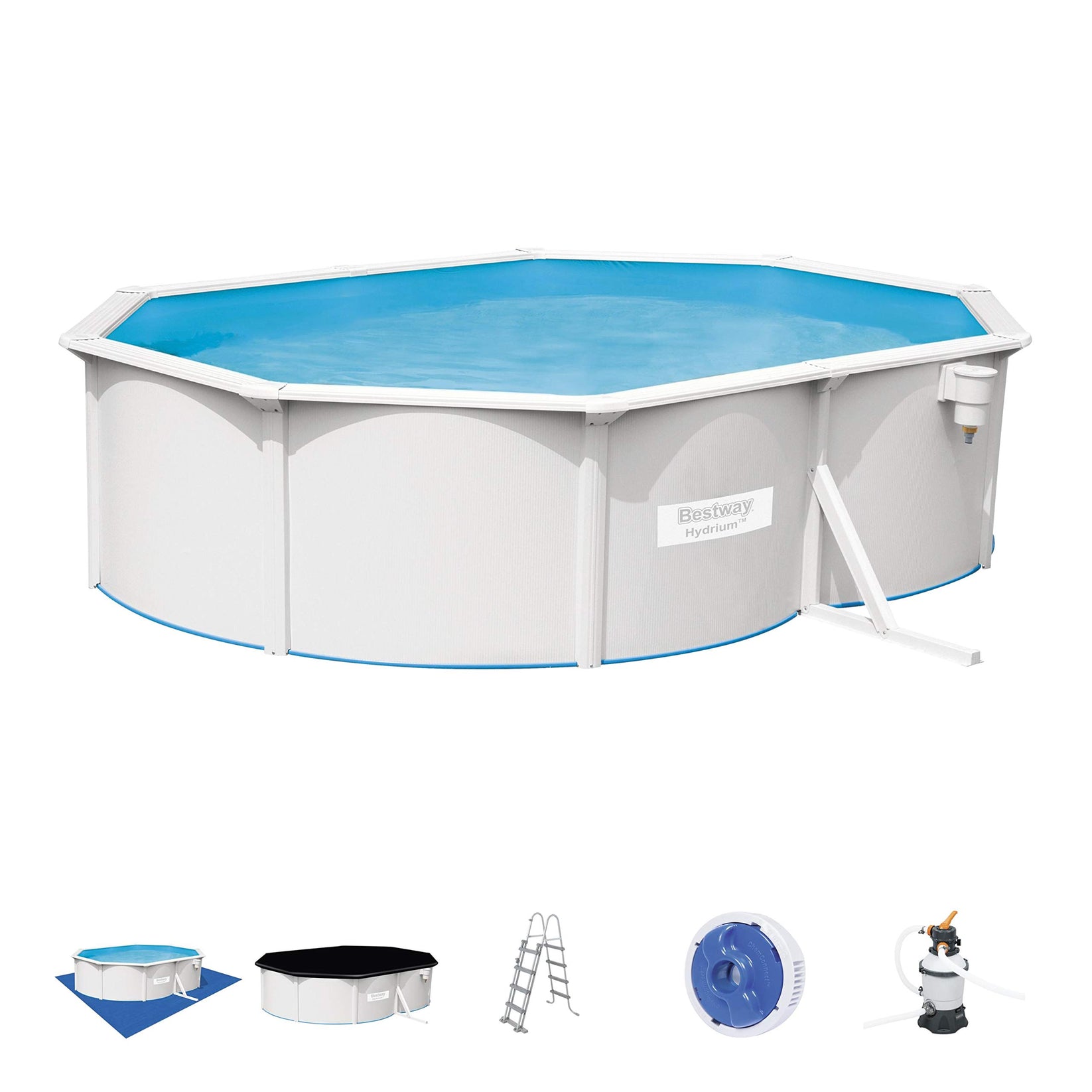 Bestway® Hydrium™ Steel Wall Above Ground Oval Pool Set 5.00 m x 3.60