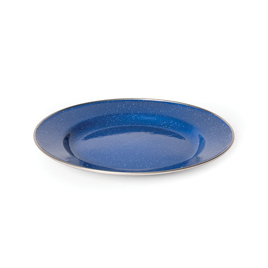 Campfire 26Cm Flat Plate Blue With Stainless Steel Rim