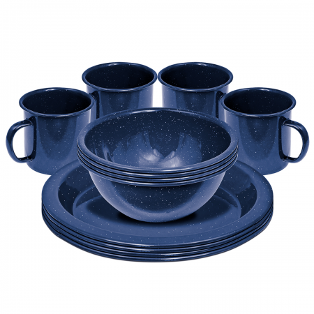 DINNSERSET 4 PERSON ENAMEL NAVY