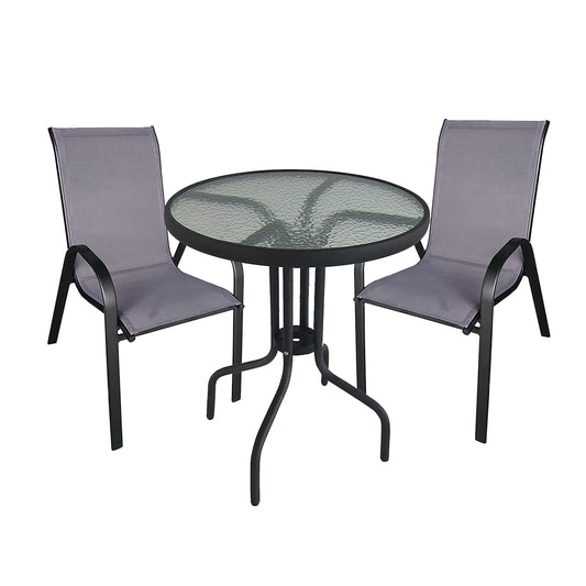 3Pc Steel Pat Set (1X60Cm Table & 2Chairs
