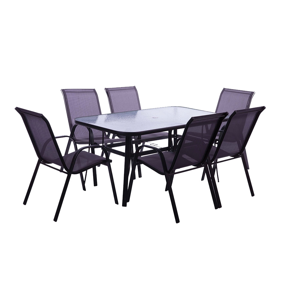 7 PC STEEL PATIO SET(1X150CM TABLE&6CHAIRS)