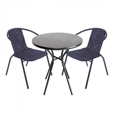 Poly Bistro set(60cm poly tble&2 bistro chr)